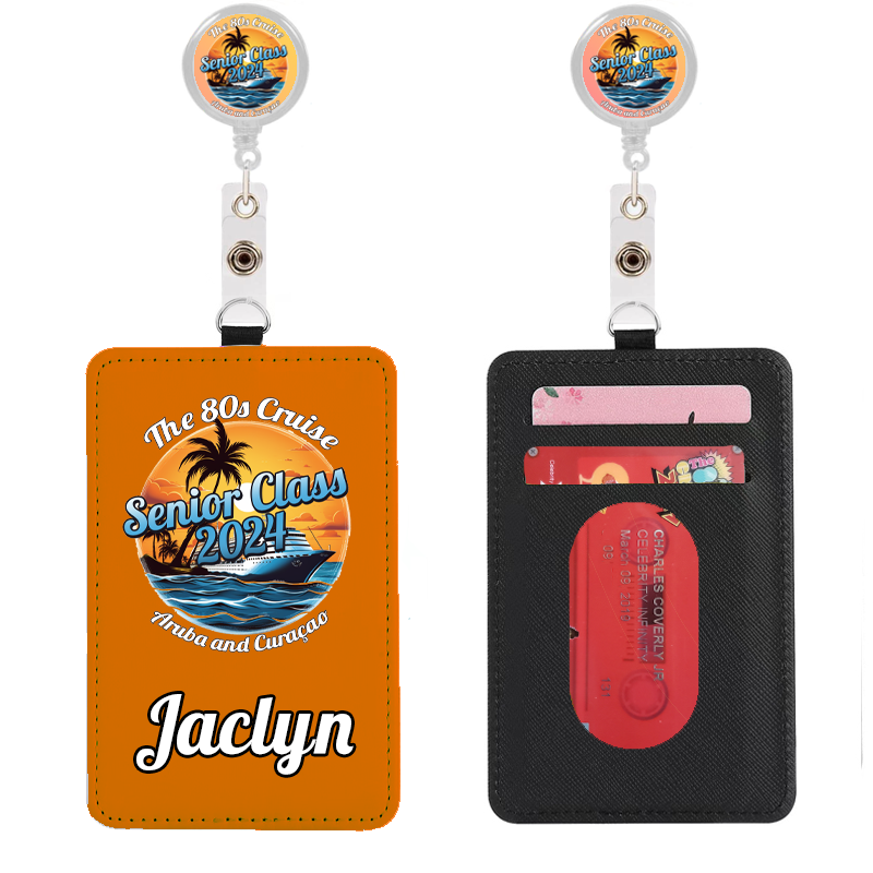 Custom Cruise Card Holder with Retractable String Clip